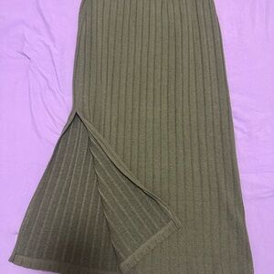SHEIN Olive Ribbed Maxi Skirt